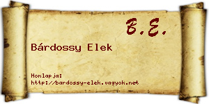 Bárdossy Elek névjegykártya